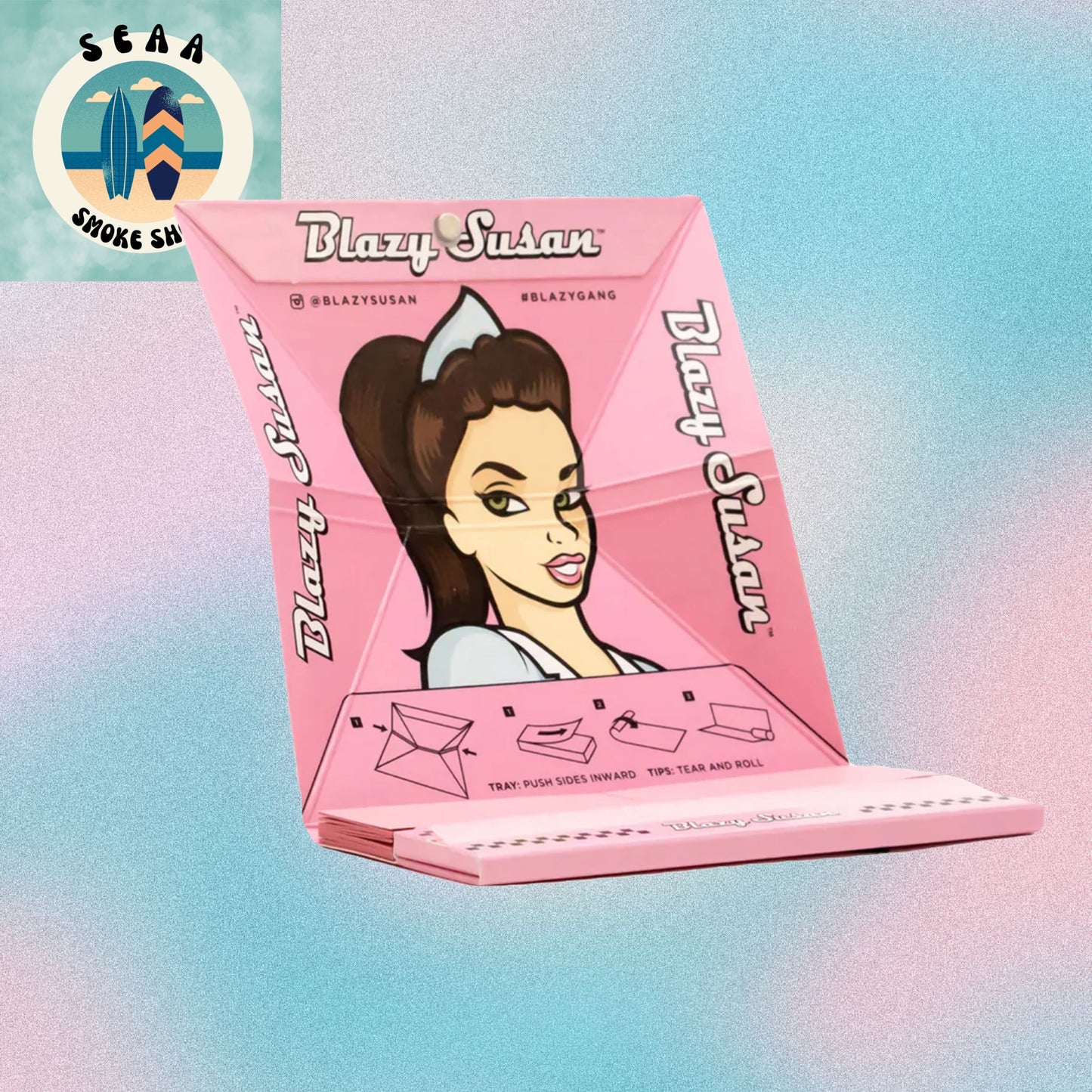 BLAZY SUSAN KING SIZE SLIM PAPERS + TIPS + TRAY PINK