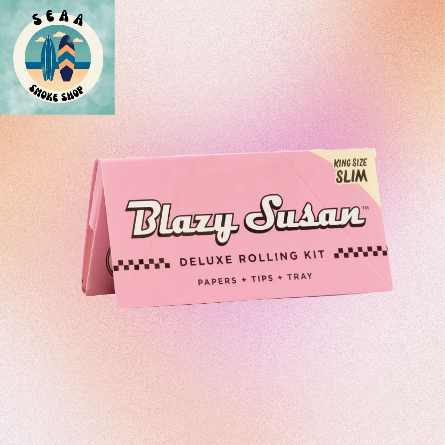 BLAZY SUSAN KING SIZE SLIM PAPERS + TIPS + TRAY PINK